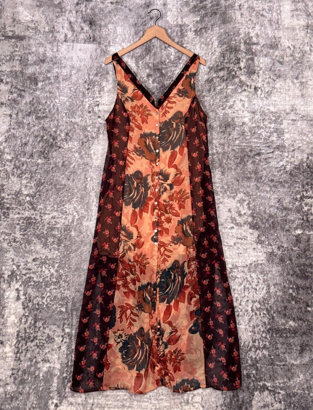 Soft Surroundings Dress Large Womens Mixed Floral Button Down Maxi